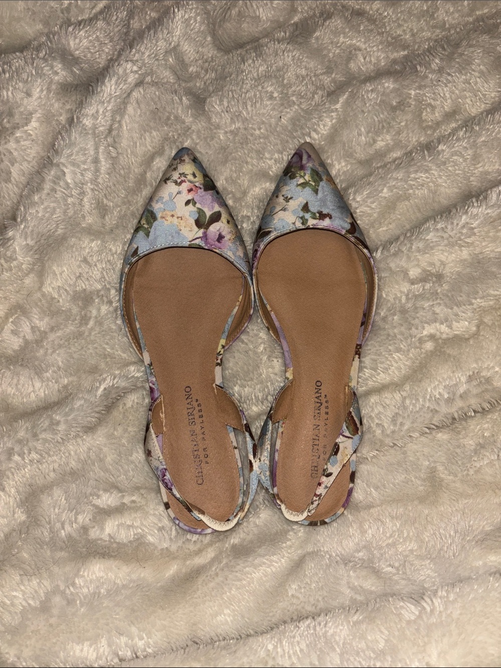 Christian Siriano Light Blue Floral Pointed D'Orsay Flats
